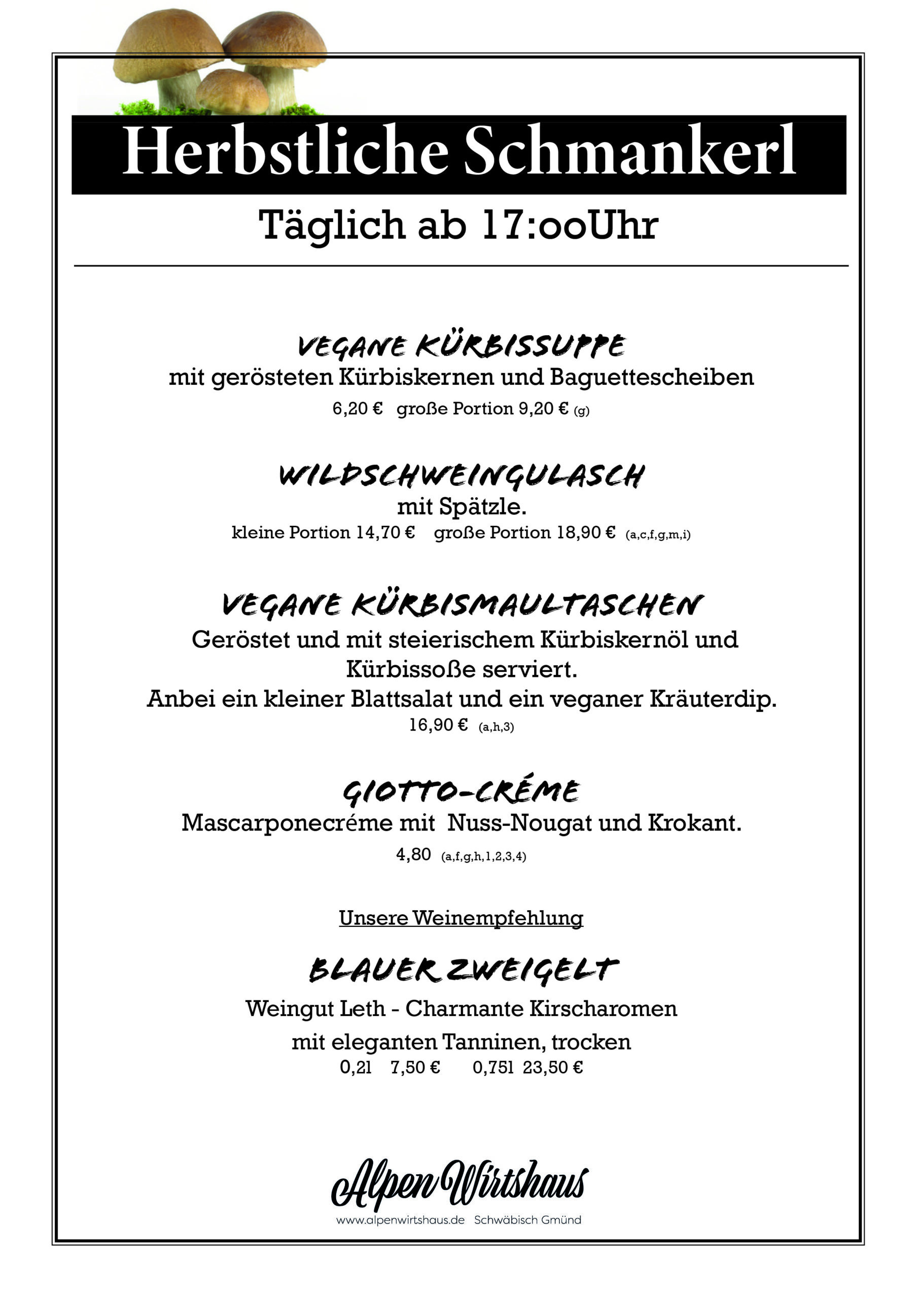 Herbstliche Schmankerl 2025 Merchandise Alpen Wirtshaus